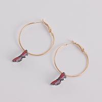 Huggie Hoop Drop Earring, alliage de zinc, papillon, Placage, bijoux de mode & pour femme, doré, 50mm,10mm, Vendu par paire