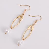 Plastic Pearl Zinc Alloy Earring, with Plastic Pearl, Safety Pin, gold color plated, fashion jewelry & for woman, golden, 60mm,20mm 