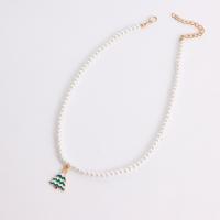 Plastic Pearl Necklace, with Zinc Alloy, with 6cm extender chain, gold color plated & fashion jewelry & for woman & enamel, white cm 