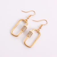 Zinc Alloy Rhinestone Drop Earring, gold color plated, fashion jewelry & for woman & with rhinestone & hollow, golden, 46mm,28mm 