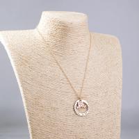 Zinc Alloy Necklace, with 5cm extender chain, Flat Round, plated, fashion jewelry & adjustable & with letter pattern & for woman cm 