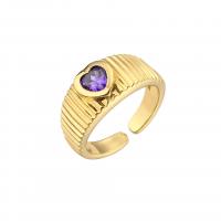 Zirkonia Messing Finger Ring, Herz, 18 K vergoldet, Einstellbar & Micro pave Zirkonia & für Frau, keine, verkauft von PC