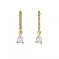 Cubic Zircon (CZ) Drop Earring, Brass, 18K gold plated, micro pave cubic zirconia & for woman 