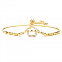 Cubic Zirconia Micro Pave Brass Bracelet, 18K gold plated, Adjustable & micro pave cubic zirconia & for woman, gold 