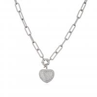 Cubic Zircon Micro Pave Brass Necklace, Heart, plated & micro pave cubic zirconia & for woman 