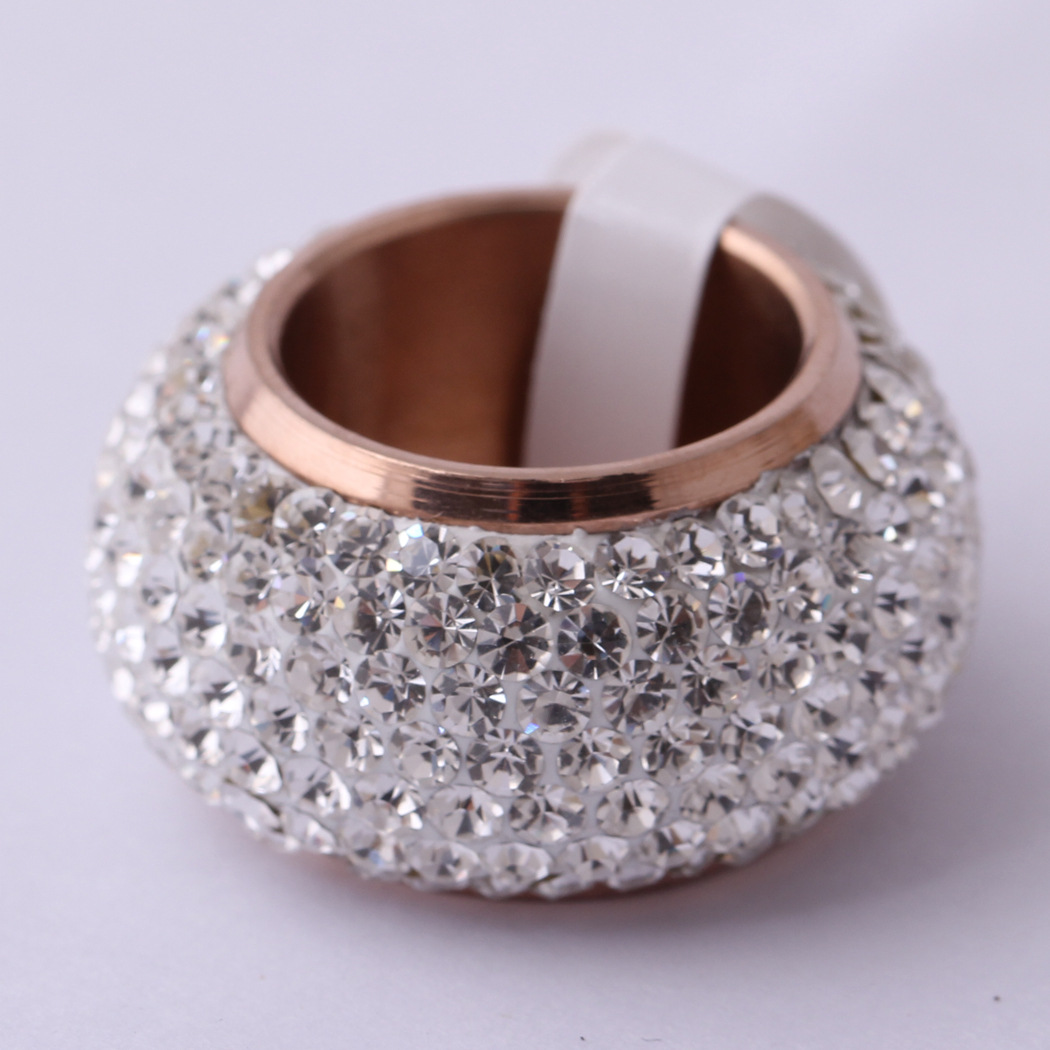 Rhinestone Stainless Steel Finger Ring, 304 Stainless Steel, Vacuum Ion Plating, different size for choice & for woman & with rhinestone, more colors for choice, 15mm, US Ring Size:6-9, Sold By PC