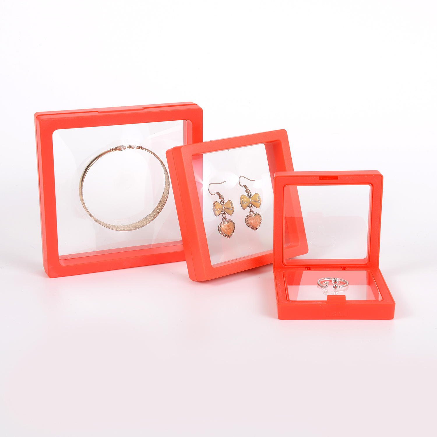 plástico ABS Caja de exhibición de joyas, con PE plástico, transparente & diverso tamaño para la opción & para mujer, más colores para la opción, Vendido por UD
