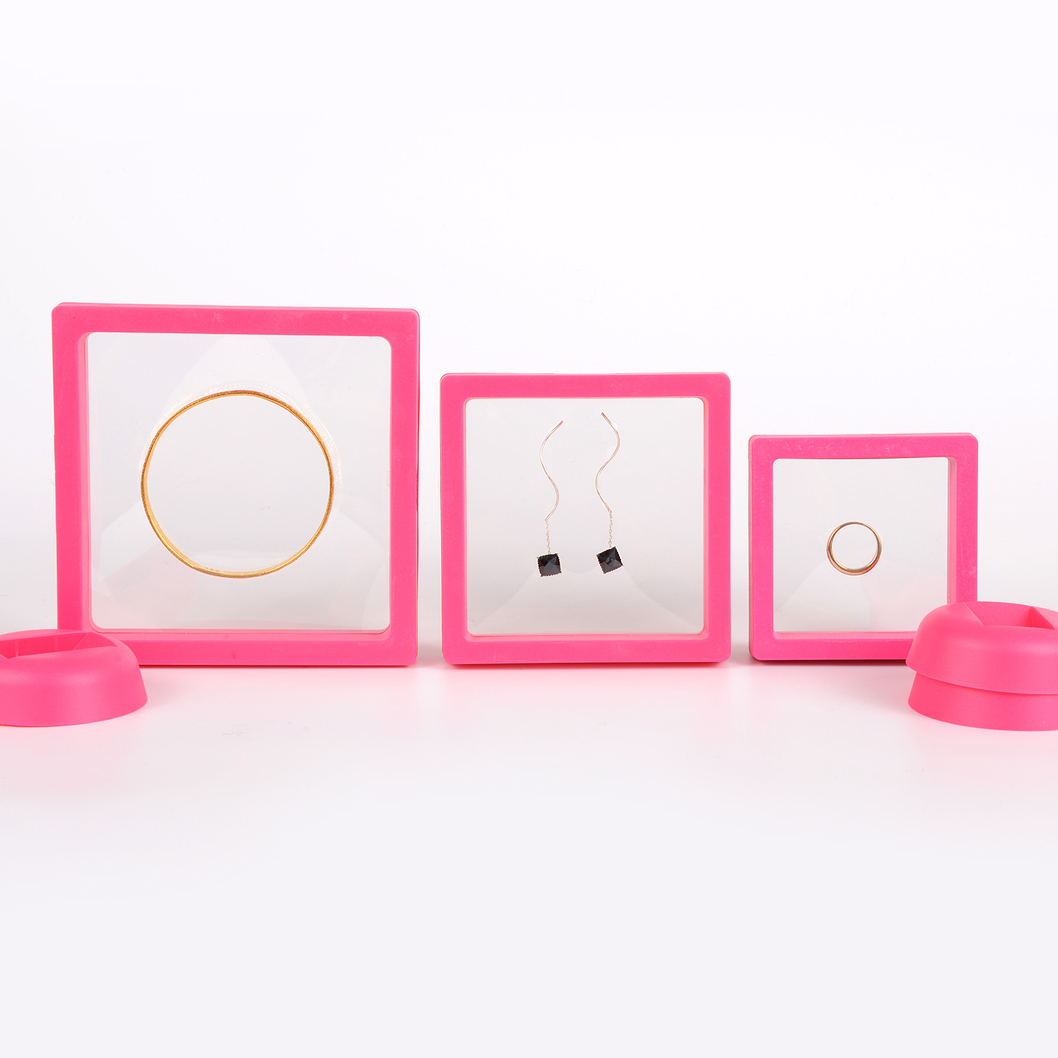 plástico ABS Caja de exhibición de joyas, con PE plástico, transparente & diverso tamaño para la opción & para mujer, más colores para la opción, Vendido por UD
