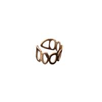 Titanium Steel Finger Ring, Geometrical Pattern, real rose gold plated, adjustable & for woman & hollow, US Ring 