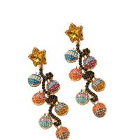 Zinc Alloy Rhinestone Drop Earring, Star, gold color plated, for woman & with rhinestone 