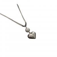 Titanium Steel Jewelry Necklace, with Plastic Pearl, with 1.96inch extender chain, Heart, Double Layer & for woman, original color Approx 16.1 Inch 