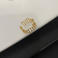 Titanium Steel Finger Ring, Geometrical Pattern, real gold plated, adjustable & for woman & hollow, US Ring 