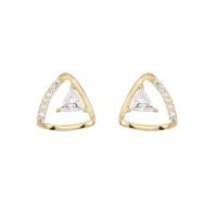 Cubic Zirconia Micro Pave Sterling Silver Earring, 925 Sterling Silver, Triangle, gold color plated, micro pave cubic zirconia & for woman & hollow 
