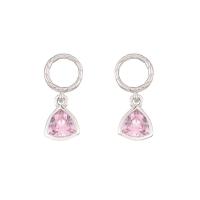 Cubic Zircon (CZ) Drop Earring, 925 Sterling Silver, platinum color plated, micro pave cubic zirconia & for woman & hollow, pink 