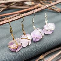 Amethyst Drop Earring, with Brass, Nuggets, fashion jewelry & for woman 35mm 