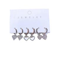 Brass Earring Set, plated, three pieces & fashion jewelry & micro pave cubic zirconia & for woman 