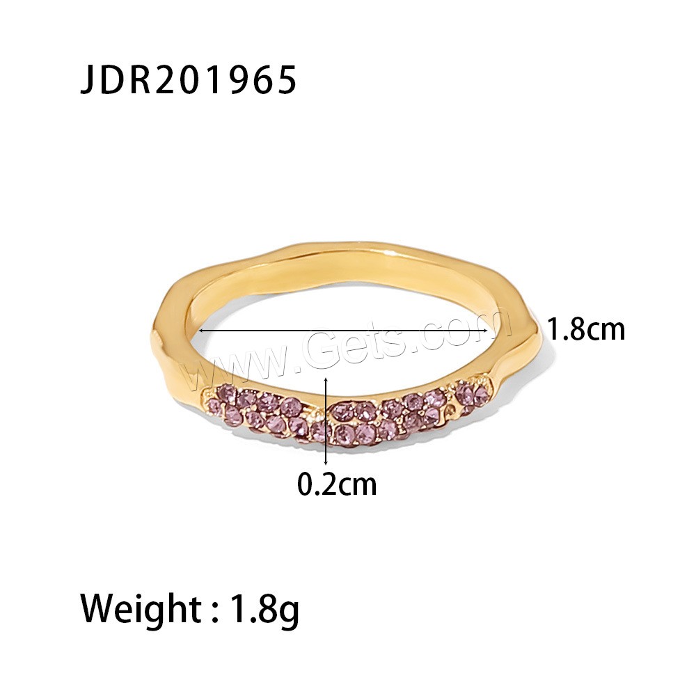 Rhinestone Stainless Steel Finger Ring, 304 Stainless Steel, Vacuum Ion Plating, fashion jewelry & different size for choice & different styles for choice & for woman & with rhinestone, golden, Sold By PC