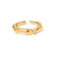 acero inoxidable 304 Anillo de dedo Cuff, Recubrimiento iónico al vacío, Joyería & para mujer, dorado, 18x4mm, Vendido por UD