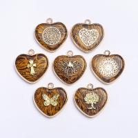 Gemstone Brass Pendants, Lighter Imperial Jade, with Brass, Heart, gold color plated, Unisex 