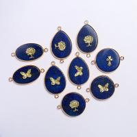 Lapis lazuli connecteur, avec laiton, Placage de couleur d'or, Forme différente pour le choix & unisexe & boucle de 1/1, bleu, Vendu par PC