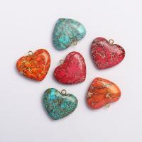 Impression Jasper Pendants, Natural Stone, Heart, Unisex 