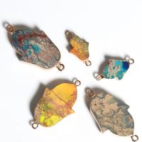 Драгоценный камень разъем, Природный камень, с Латунь, Рука, плакирован золотом, Мужская & 1/1 петля, Много цветов для выбора продается PC