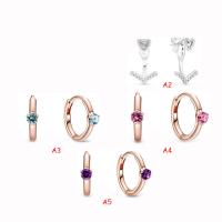 Sterling Silver Huggie Hoop Earring, 925 Sterling Silver, with Cubic Zirconia, rose gold color plated & for woman 