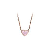 Cubic Zirconia Micro Pave Sterling Silver Necklace, 925 Sterling Silver, with Cubic Zirconia, rose gold color plated & for woman Approx 45 cm 