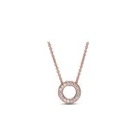 European Match Necklace, 925 Sterling Silver, with Cubic Zirconia, Donut, plated, for woman & hollow Approx 45 cm 