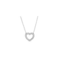 925 Sterling Silver European Necklace, with Cubic Zirconia & for woman & hollow Approx 45 cm 