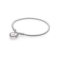 925 Sterling Silver European Bracelet, with Cubic Zirconia, Heart  & for woman 