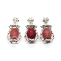 Agate Zinc Alloy Pendants, Red Agate, with Zinc Alloy, silver color plated, Unisex 