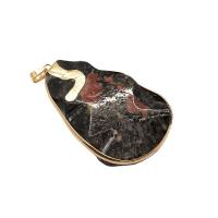 Gemstone Brass Pendants, with Brass, Teardrop, gold color plated, Unisex, mixed colors 