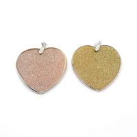 Natural Freshwater Shell Pendants, with Brass, Heart, silver color plated, Unisex & frosted 50mm 