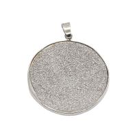 Natural Freshwater Shell Pendants, with Brass, Flat Round, silver color plated, Unisex & frosted, silver color, 37mm 