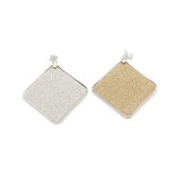 Natural Freshwater Shell Pendants, with Brass,  Square, silver color plated, Unisex & frosted 53mm 