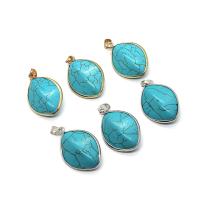 Synthetic Turquoise Pendants, with Brass, irregular, plated, DIY 