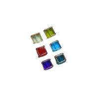 Abalorios de Cristal de Murano con Arena Dorada, Cuadrado, Bricolaje, más colores para la opción, 13x12mm, Vendido por UD