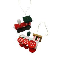 Christmas Hanging Decoration, Wood, Train, 8 pieces & Christmas jewelry, mixed colors 