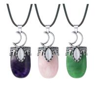 Gemstone Zinc Alloy Pendants, with Zinc Alloy, silver color plated & Unisex 45-48mmx18-25mm 