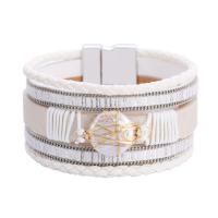 PU Leather Cord Bracelets, with Plastic Pearl & Zinc Alloy, multilayer & Bohemian style & for woman 18mm,32mm Approx 7.8 Inch 