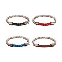 Titanium Steel Bracelet & Bangle, with PU Leather, polished, fashion jewelry & Unisex 