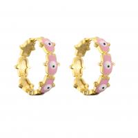 Evil Eye Earrings, Brass, 18K gold plated, for woman & enamel 