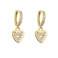 Huggie Hoop Drop Earring, Brass, plated & micro pave cubic zirconia & for woman 