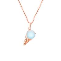 Sterling Silver Jewelry Necklace, 925 Sterling Silver, with Moonstone, Ice Cream, plated, fashion jewelry & for woman Approx 17.7 Inch 