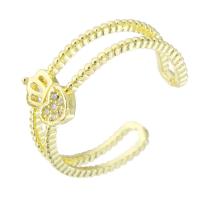 Messing Manschette Fingerring, vergoldet, Einstellbar & Micro pave Zirkonia & für Frau, Goldfarbe, Größe:9, verkauft von PC