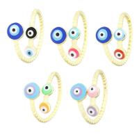 Evil Eye Jewelry Finger Ring, Brass, real gold plated, Adjustable & for woman & enamel US Ring 