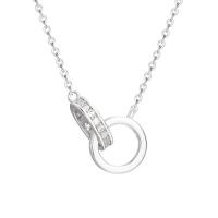 Cubic Zircon Micro Pave Sterling Silver Necklace, 925 Sterling Silver, plated, fashion jewelry & micro pave cubic zirconia Approx 17.7 Inch 