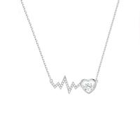 Cubic Zircon Micro Pave Sterling Silver Necklace, 925 Sterling Silver, Electrocardiographic, platinum color plated, micro pave cubic zirconia & for woman Approx 17.71 Inch 
