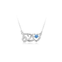 Cubic Zircon Micro Pave Sterling Silver Necklace, 925 Sterling Silver, with 1.96 inch extender chain, Number, platinum color plated, micro pave cubic zirconia & for woman & hollow Approx 15.75 Inch 